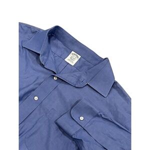Men's Brooks Brothers Non-Iron Cotton Solid Blue Button Up Shirt XL